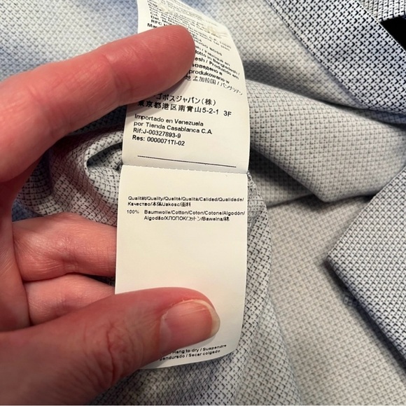 Hugo Boss Sharp Fit Long Sleeve Button Down Blue Size 16 1/2 - 34/35 - Picture 10 of 11